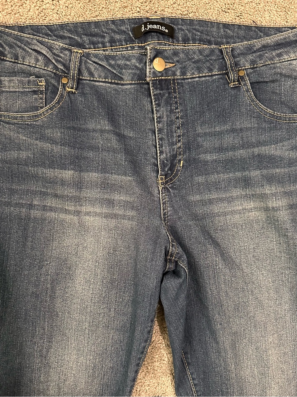 d.jeans Women’s Size 14 Dark Wash Cuffed Slim Straight Stretch Jeans - Picture 5 of 6